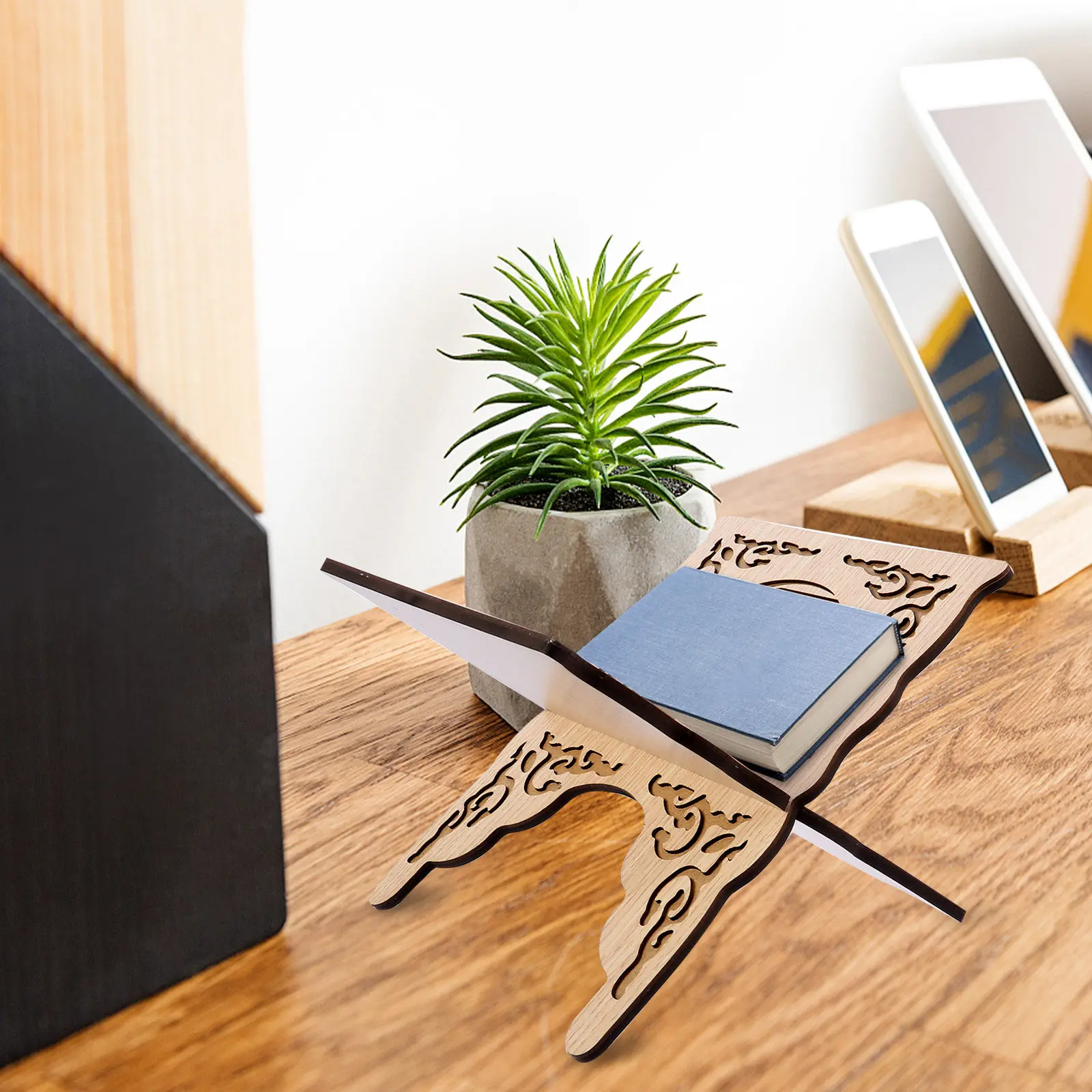 

Подставка для книг из дерева с резьбой, держатель для исламских молитвенных книг, съемный, в винтажном стиле, элегантный, мусульманский религиозный подарок