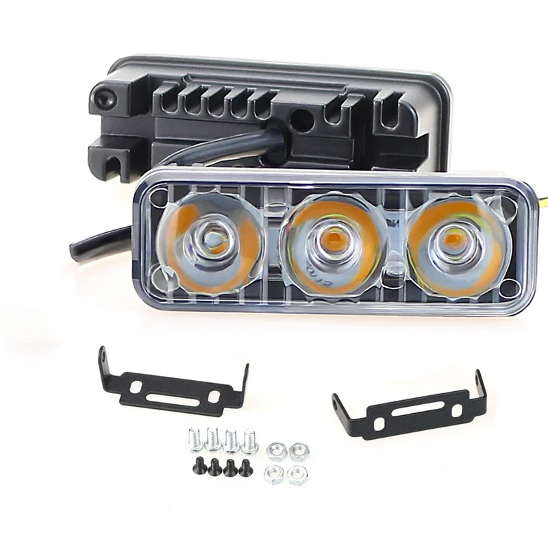 2Pcs Car 3LED Super White High Power Strobe Lights 6000K~7000K DRL Daytime Running Lights Universal LED Fog Lamp Car Accessories