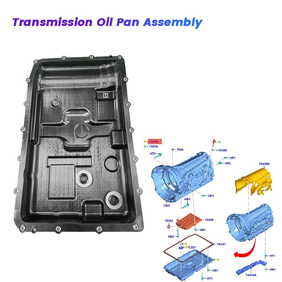 Car Transmission Oil Pan Assembly LP5Z-7A194-B for Ford Explorer Lincoln Aviator 2020-2023 LP5Z-7A194-A