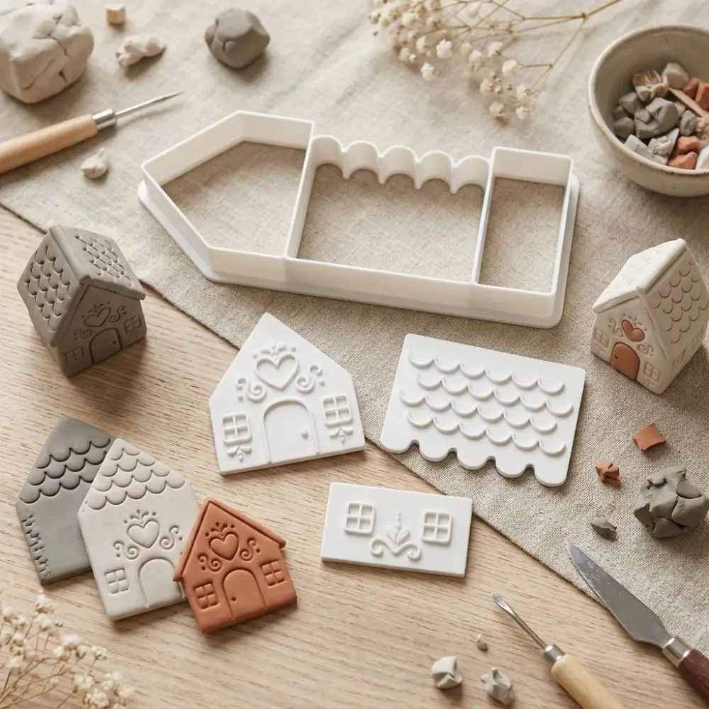3D Printing House Clay Cutter Molds House-Shape Plastic Mini House Clay Press Set Smooth-Edge Precise Outline