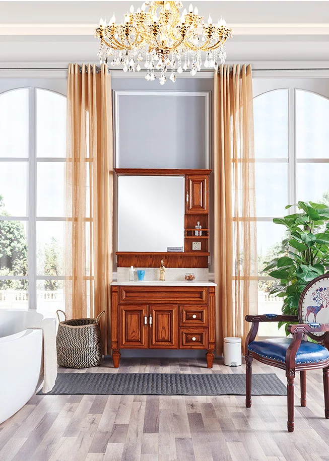 Modern Classic Solid Wood Bathroom Vanity YASHJA 5-Year Warranty Lacquered Finish Framed Mirror Guangdong Customizable