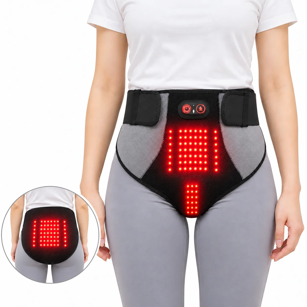Red Light Abdominal Massager with Built in Battery Heated Belly and Lower Back Wrap for Women 3 Heat Levels and 3 Massage Modes