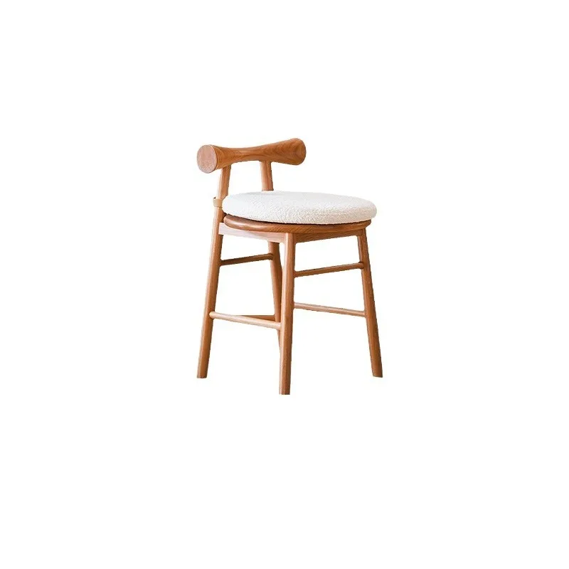 Household solid wood stool, cherry wood vanity stool, chair with backrest