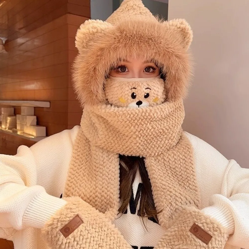 قبعات دافئة لحماية الأذن متعددة الاستخدامات، وشاح سميك للدفء، قبعات من قطعة واحدة مقاومة للرياح، قبعة واقية دافئة للشتاء