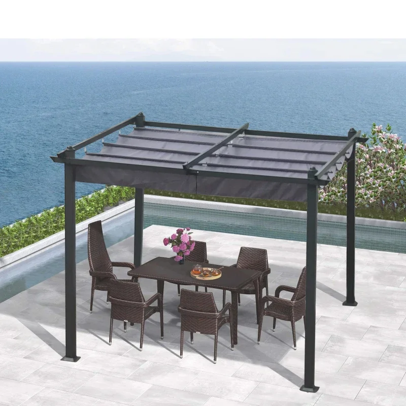 Hot Sale Outdoor Patio Retractable Pergola With Canopy Sunshelter Pergola,Easy To Set Up,Suitable for Gardens,Terraces,Backyard