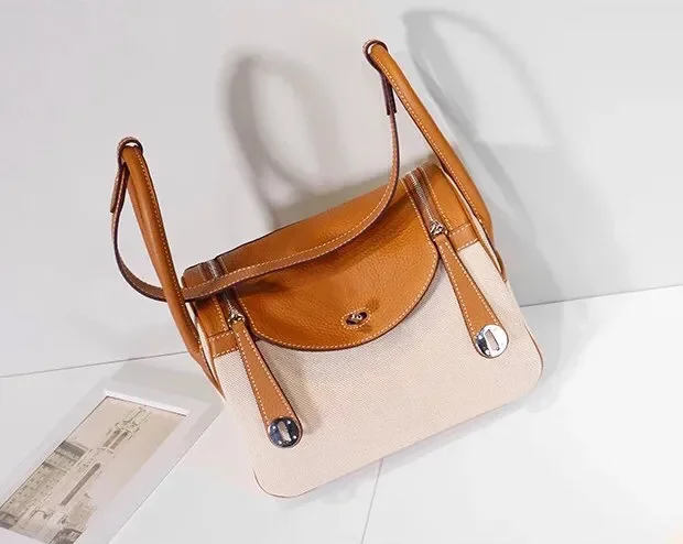 Fashion Bags 26CM 30cm Genuine leather bags Two-tone Fashion Women Handbag 2019 Shoulder bags women Lady Factory wholesale