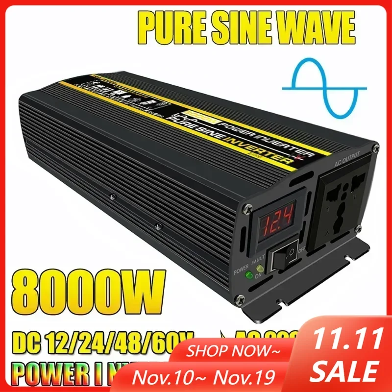 

Инвертор немодулированного синусоидального сигнала, преобразователь напряжения постоянного тока 12/24/48/60 в переменный ток 220 В 110 В, трансформатор 8000 Вт 6000 Вт 4000 Вт, солнечный инвертор