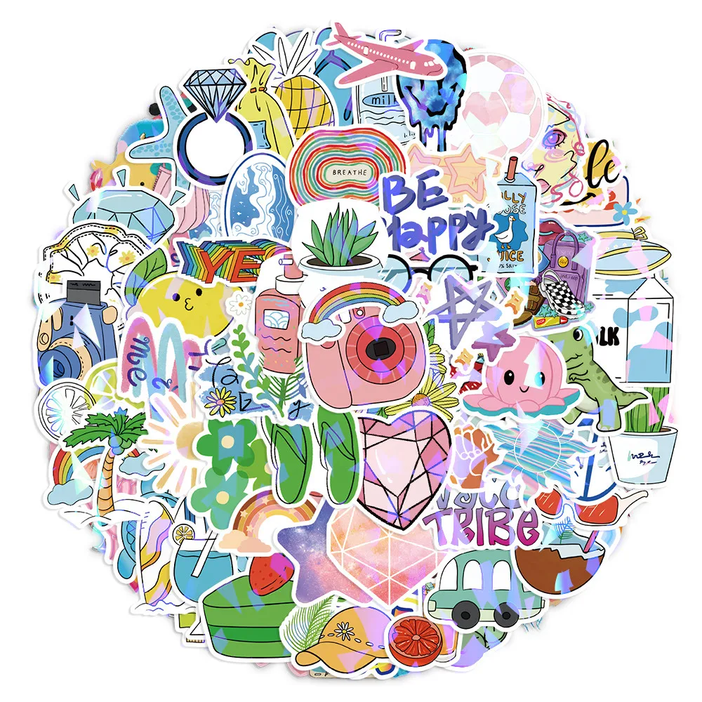 203 Pcs Fresh & Cute Stickers Light Style Sticker Set for DIY Decor, Ideal for Notebook, Phone Case, Water Cup AnimeWorlds Store