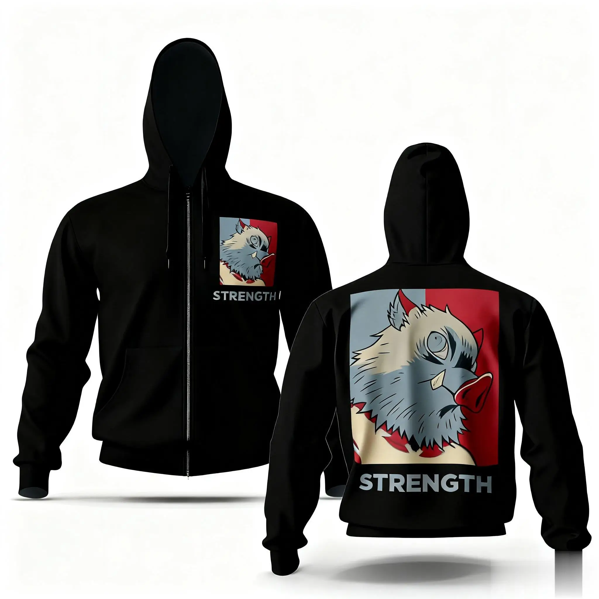 

Куртка с капюшоном на молнии в стиле аниме «Убийца демонов», мужская и женская толстовка, уличная одежда, оверсайз, повседневная, с длинным рукавом с мультяшным принтом, осень-зима