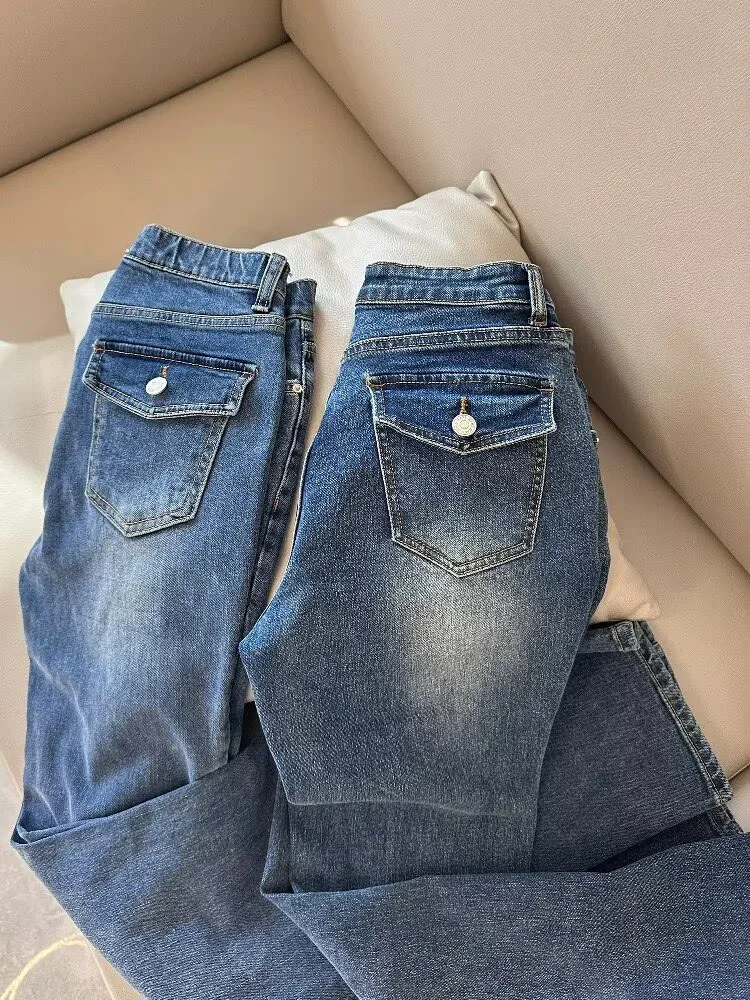High Waist Bell Bottom Jeans Women's Spring New Style Retro Blue Slimming Denim Pants Butt Lifting Hip Enhancing Versatile Lo...