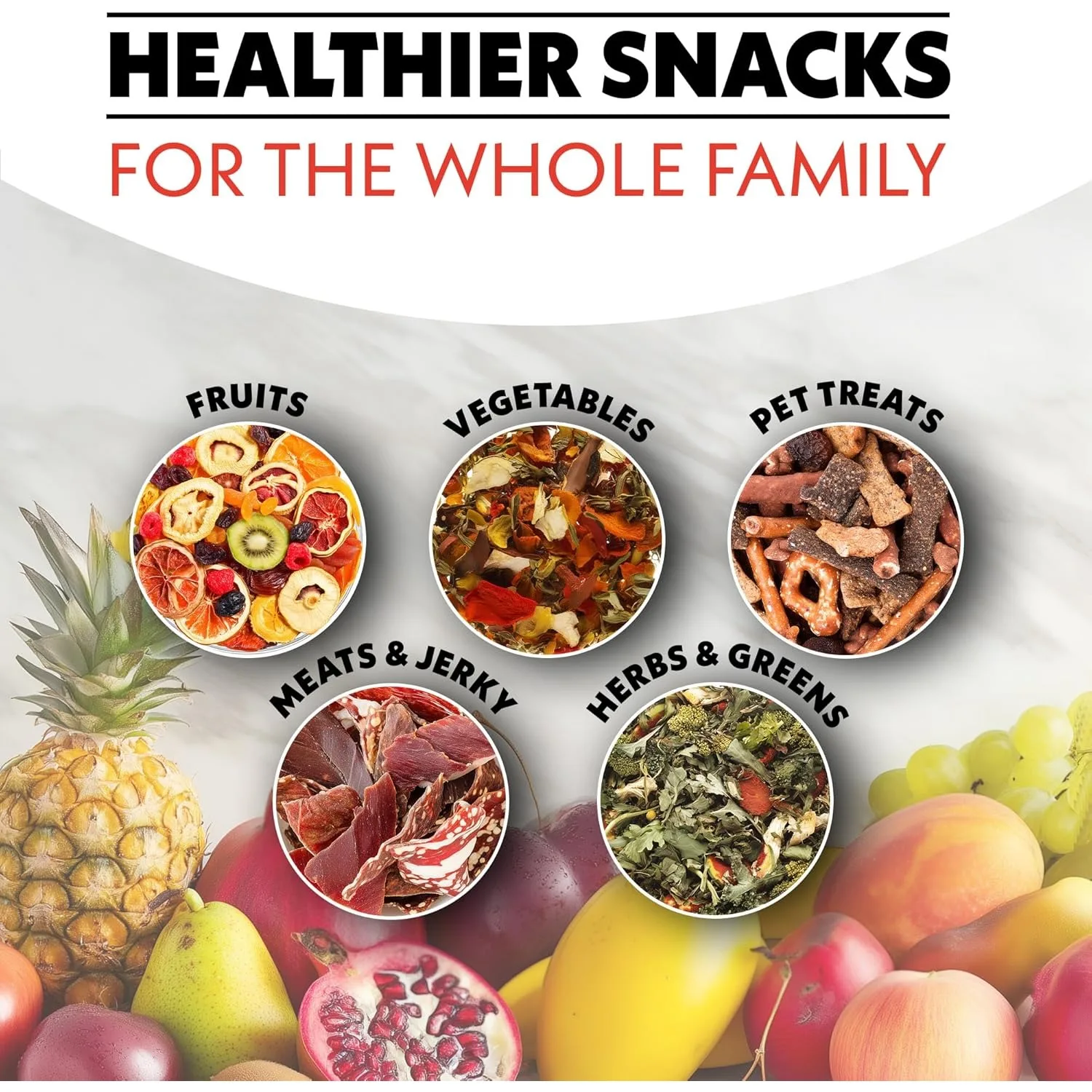 Digital Food Dehydrator – 6 Stainls Steel Trays, 360° Airflow, One-Touch Prets, Adjustable Temp 95–165°F, Timer, Glass Door