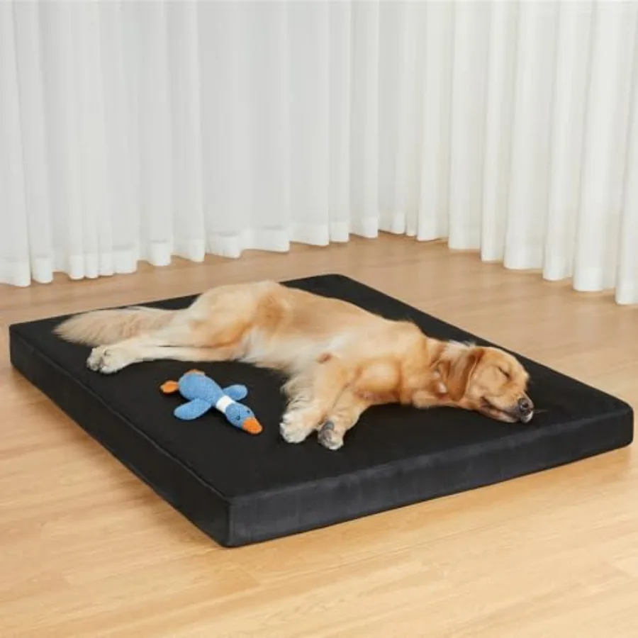 

3.5 Indestructible Chew Proof Dog Bed Pad Mat for Kennel Cages Durable Waterproof Orthopedic Egg Foam Pet Mat Black 47x29x3.5