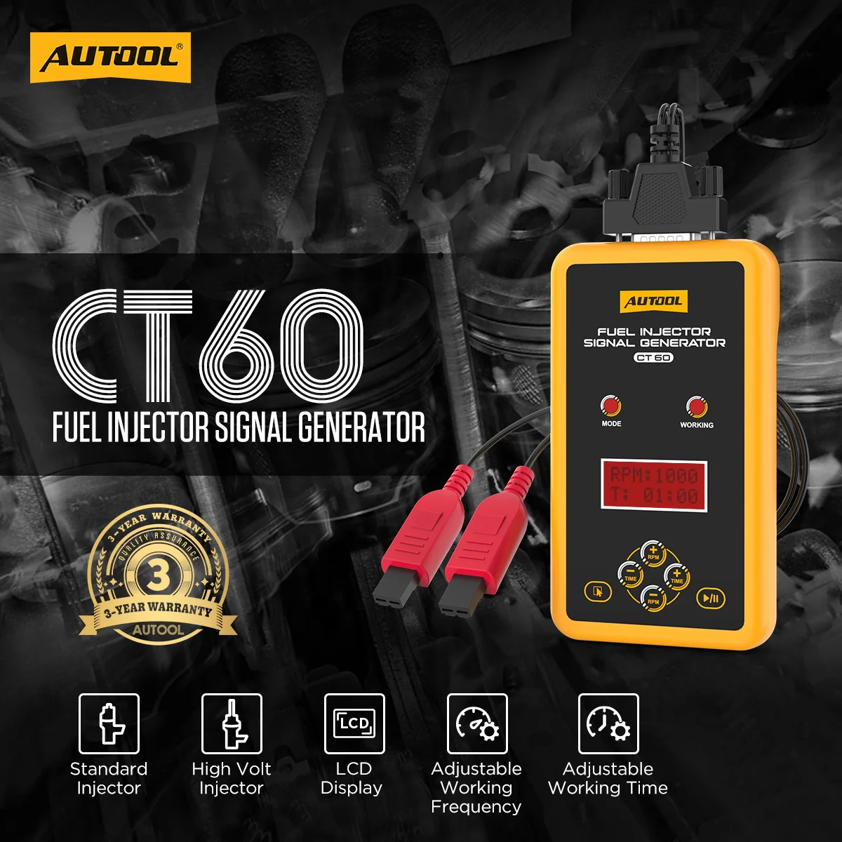 AUTOOL CT60 Kraftstoffeinspritzventil-Signalgenerator Impulssignal-Tester für Hochdruck-Kraftstoffeinspritzventile CT150 CT200 600~4000 U/min – Detail 1