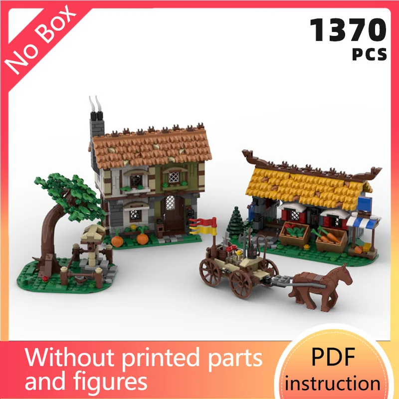 immersive medieval town square expansion bricks inn tavern shop store house blocks town village castle moc display unique klocki