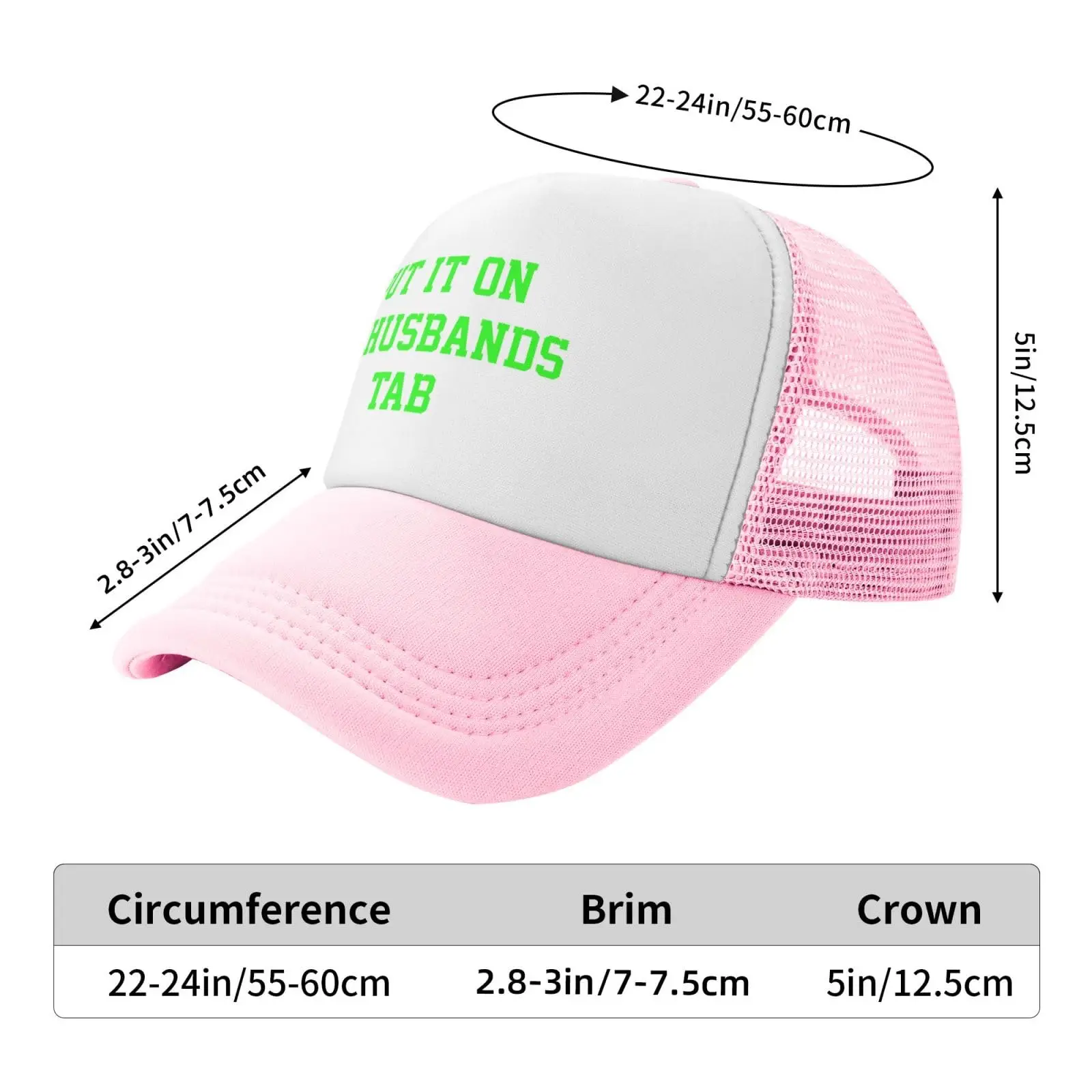 Put It On My Husbands Tab Trucker Hat Funny Design Baseball Hats Breathable Summer Baseball Cap Leisure Walk Hat For Men Women