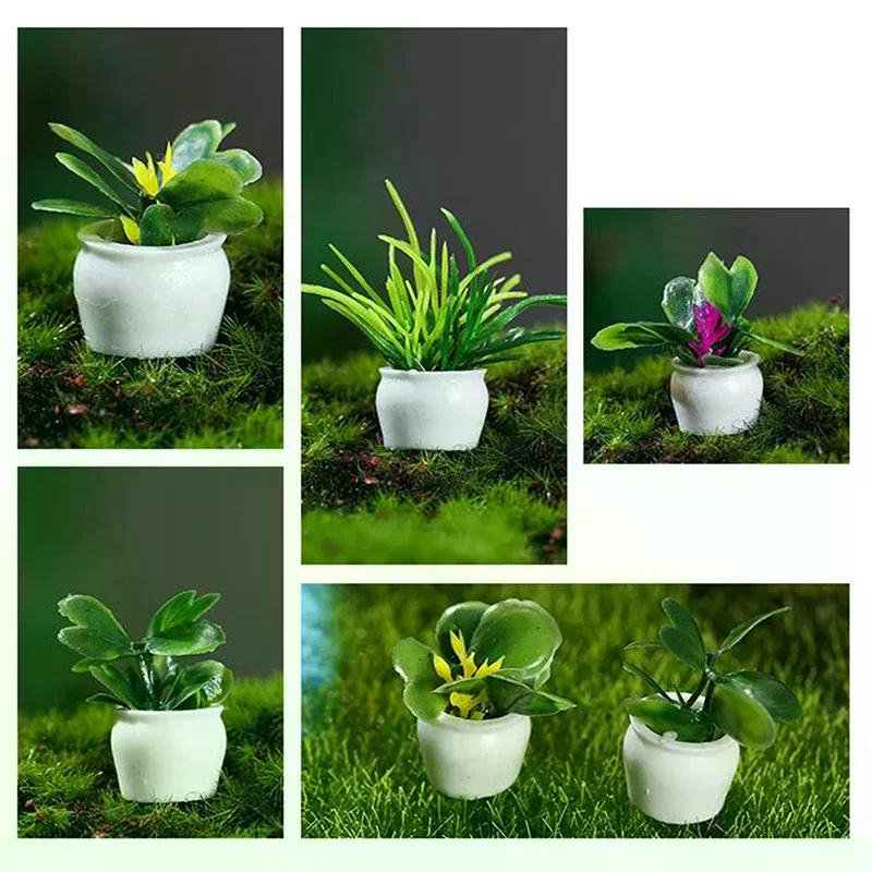 1:12 Dollhouse Miniature Mini Tree Potted For Green Plant In Pot Doll House Furniture Home Decor Simulation Potted Plants 4Pcs