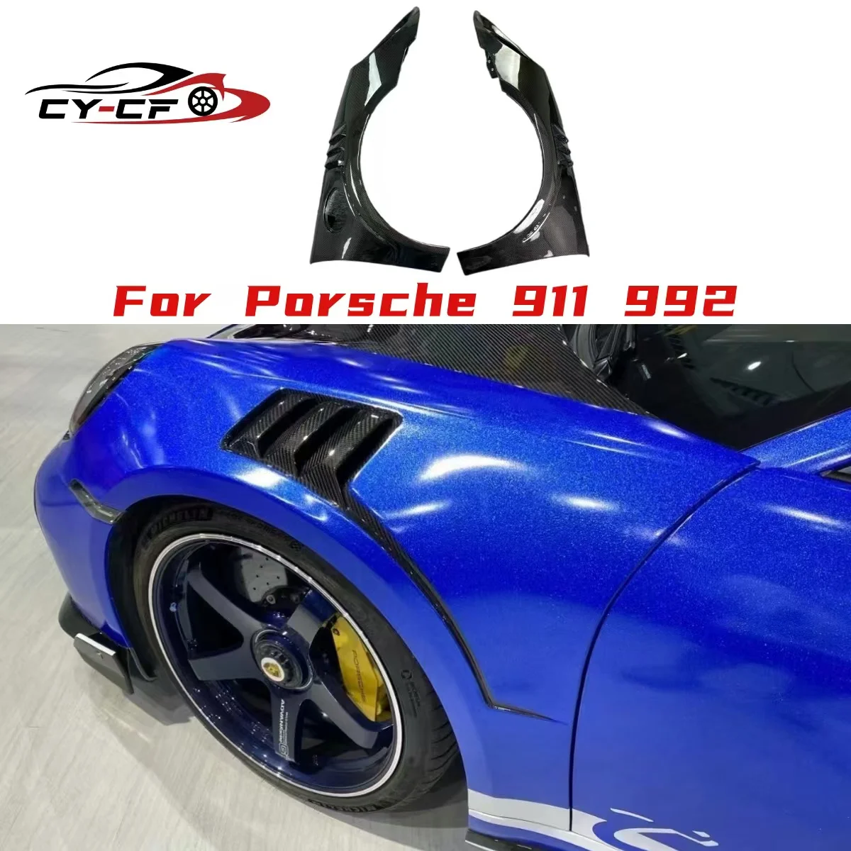 

For Porsche 911 992 2019-2023 GT3 Style Carbon Fiber Front Bumper Engine Hood Bonnet Air Intake Vent Cover Body Kit