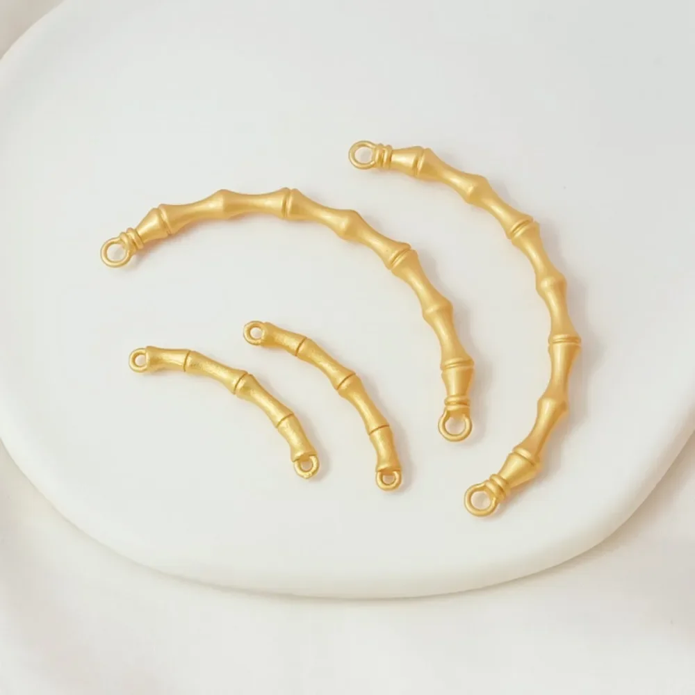 

Sand-gold Bamboo Joint Curved Tube Half Bracelet Connecting Rod, Handcrafted DIY Woven Bracelet Necklace, Matte Gold Accessory