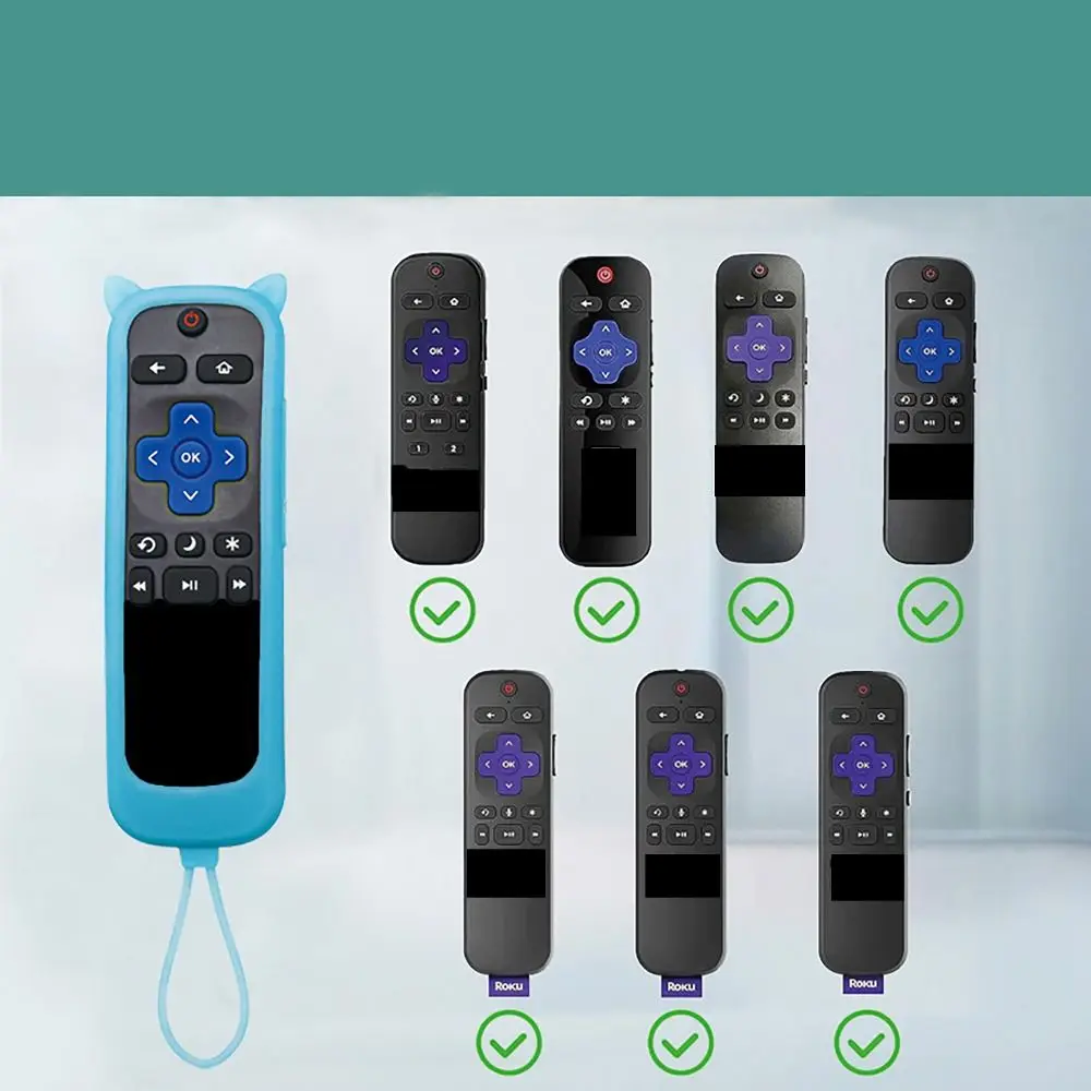 

Wrist Strip TV Remote Control Cover Dust Proof Glow in The Dark Luminous Control Cover Cute Cat Ear Design Silicone