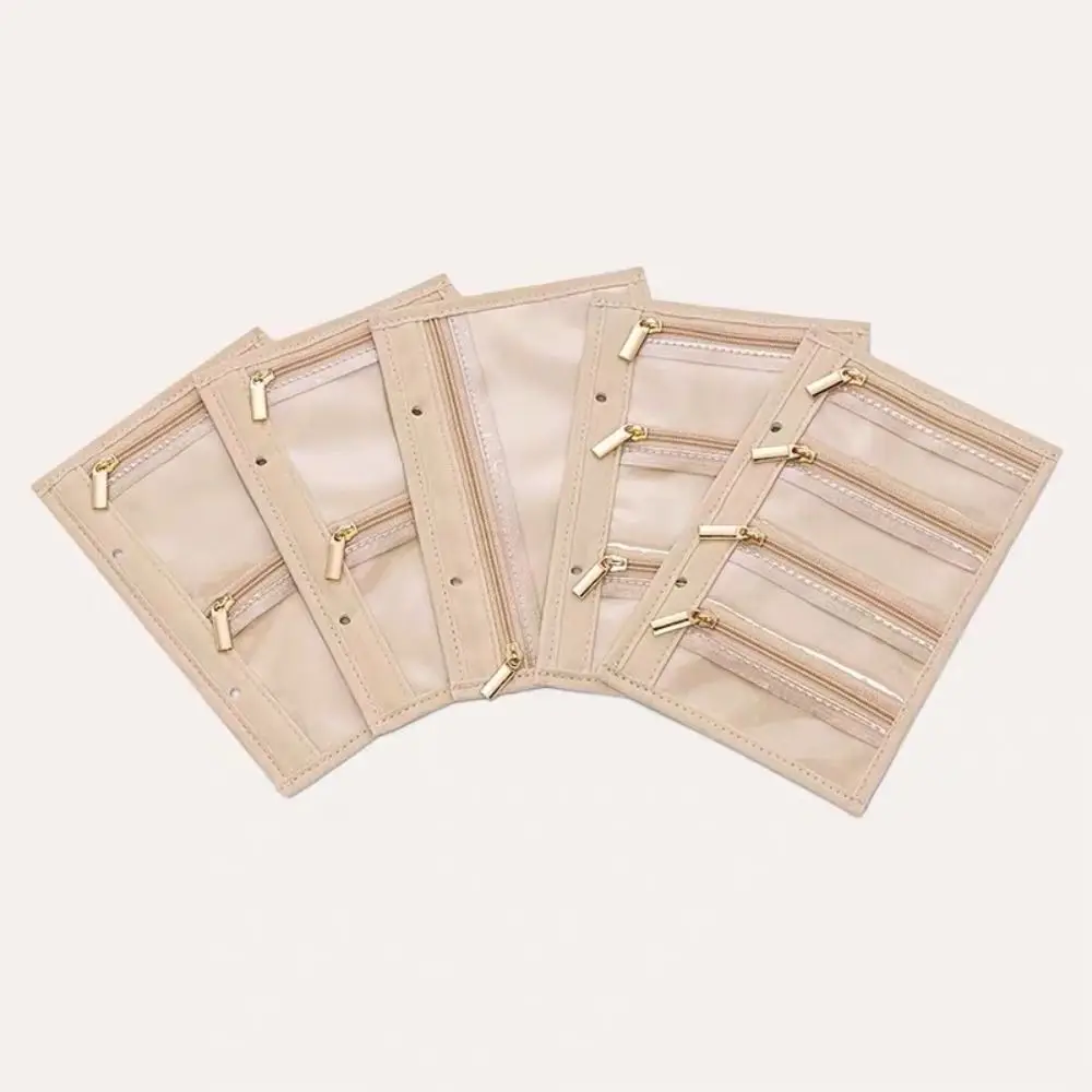 Earrings Necklace Velvet Jewelry Packing Bag Transparent Zipper Jewelry Display Holder Multi-pockets Bracelet Rings