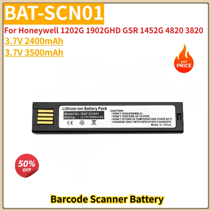 High Quality BAT-SCN01 Barcode Scanner Battery 2400mAh 3500mAh For Honeywell 1202G 1902GHD GSR 1452G 4820 3820