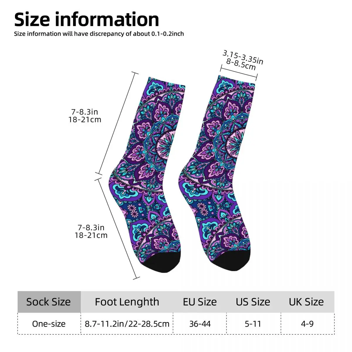 Crazy compression Mandala Pattern Sock for Men Harajuku Quality Pattern Crew Sock Novelty