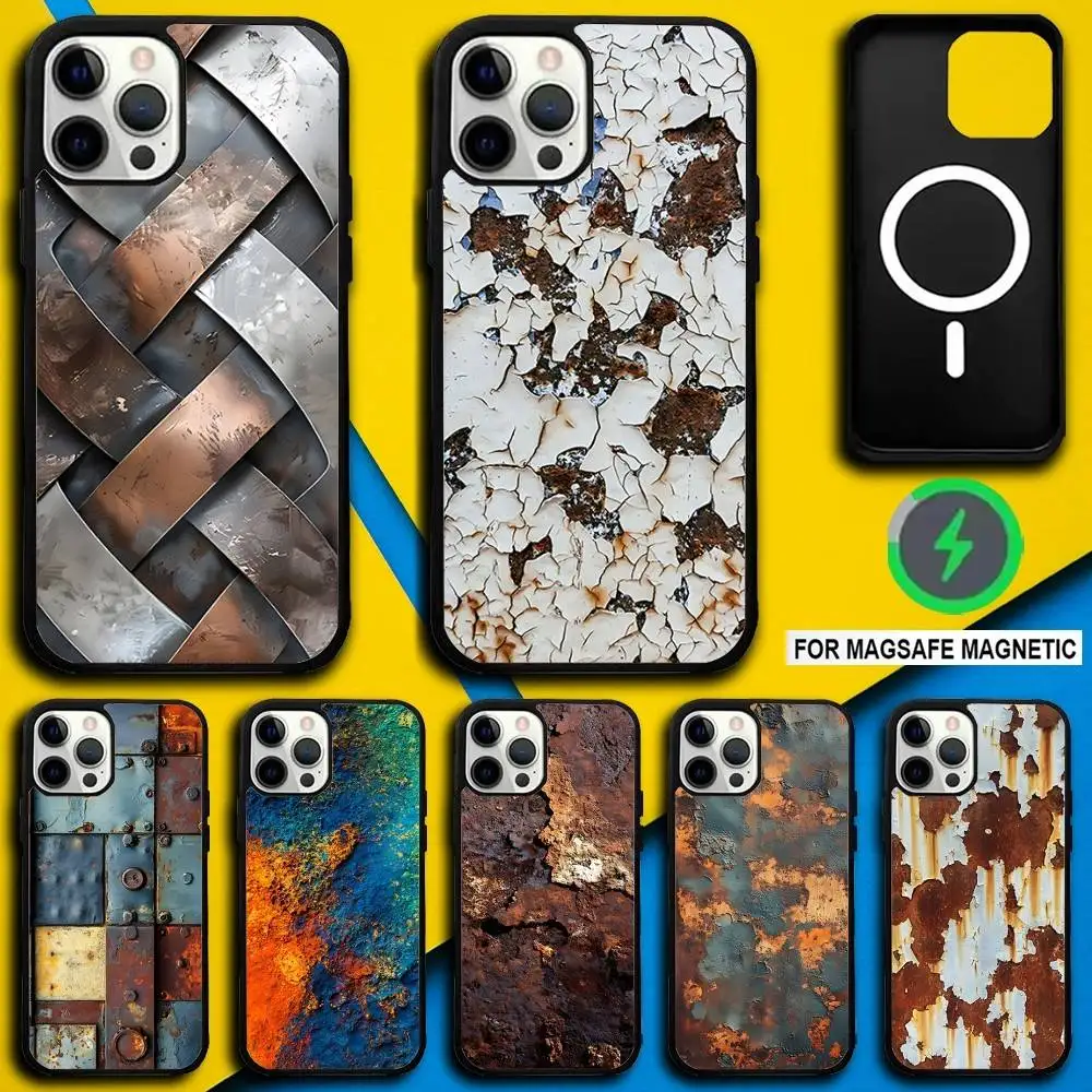 

R-Retro Industrial Rusty Phone Case For iPhone 17,16,15,14,13,12,11,Pro,Max,Plus,Mini,SE4,E Magnetic Magsafe Wireless Charging