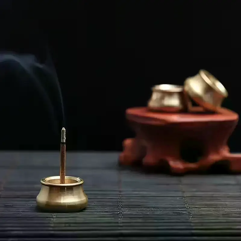 Buddhism Gadgets Copper Censer Incense Holder Ash Catcher Joss-stick Inserted Traditional Shapes Mini Cafe Ornament Home Decor