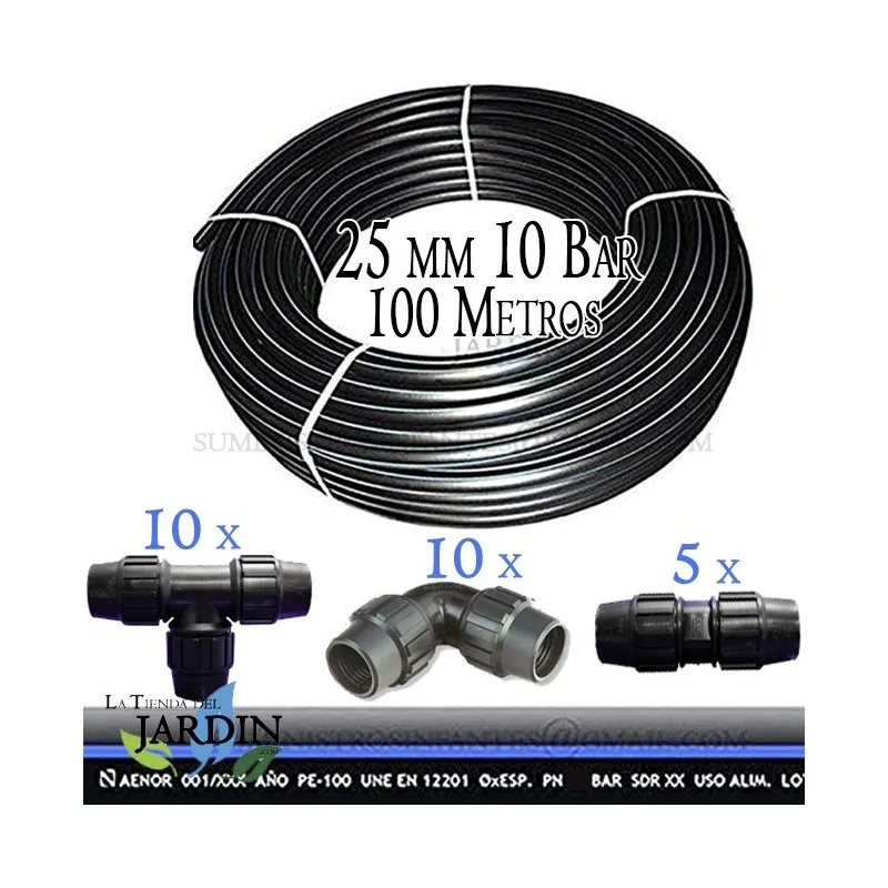 25mm 10 bar 100 m food PE100 pipe Pack + accessories