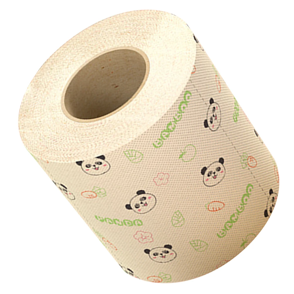 1 Rol Kertas Toilet Cetak Panda Lucu Pulp Bambu Pola Lembut Tidak Pudar untuk Penggunaan Rumah Kantor Kerajinan Halus Dekoratif Mewah