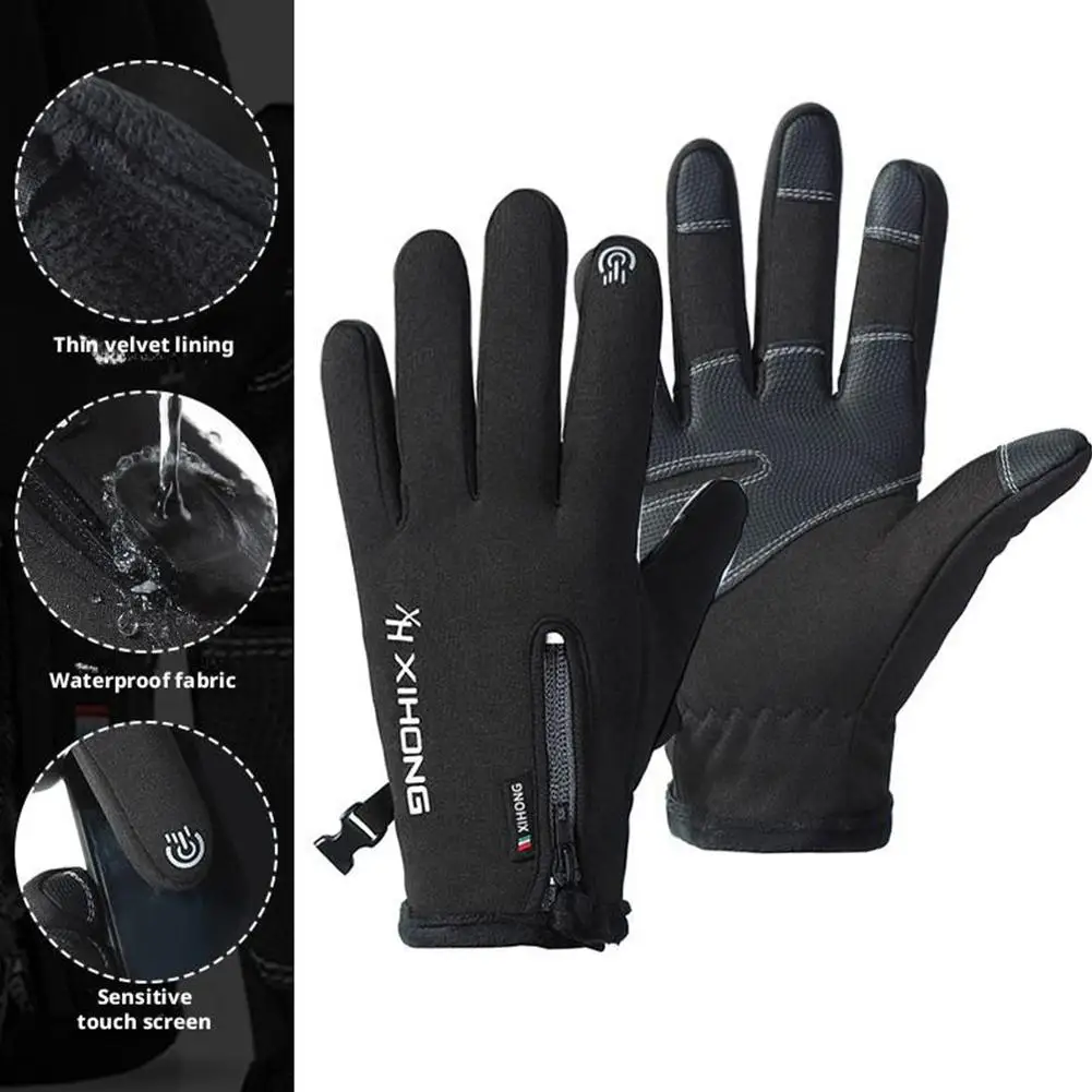 Outdoor Winter Cycling Ski Gloves For Men Women Waterproof Touchscreen Warm Non-Slip Gloves Snowboard Motorcycle Gloves