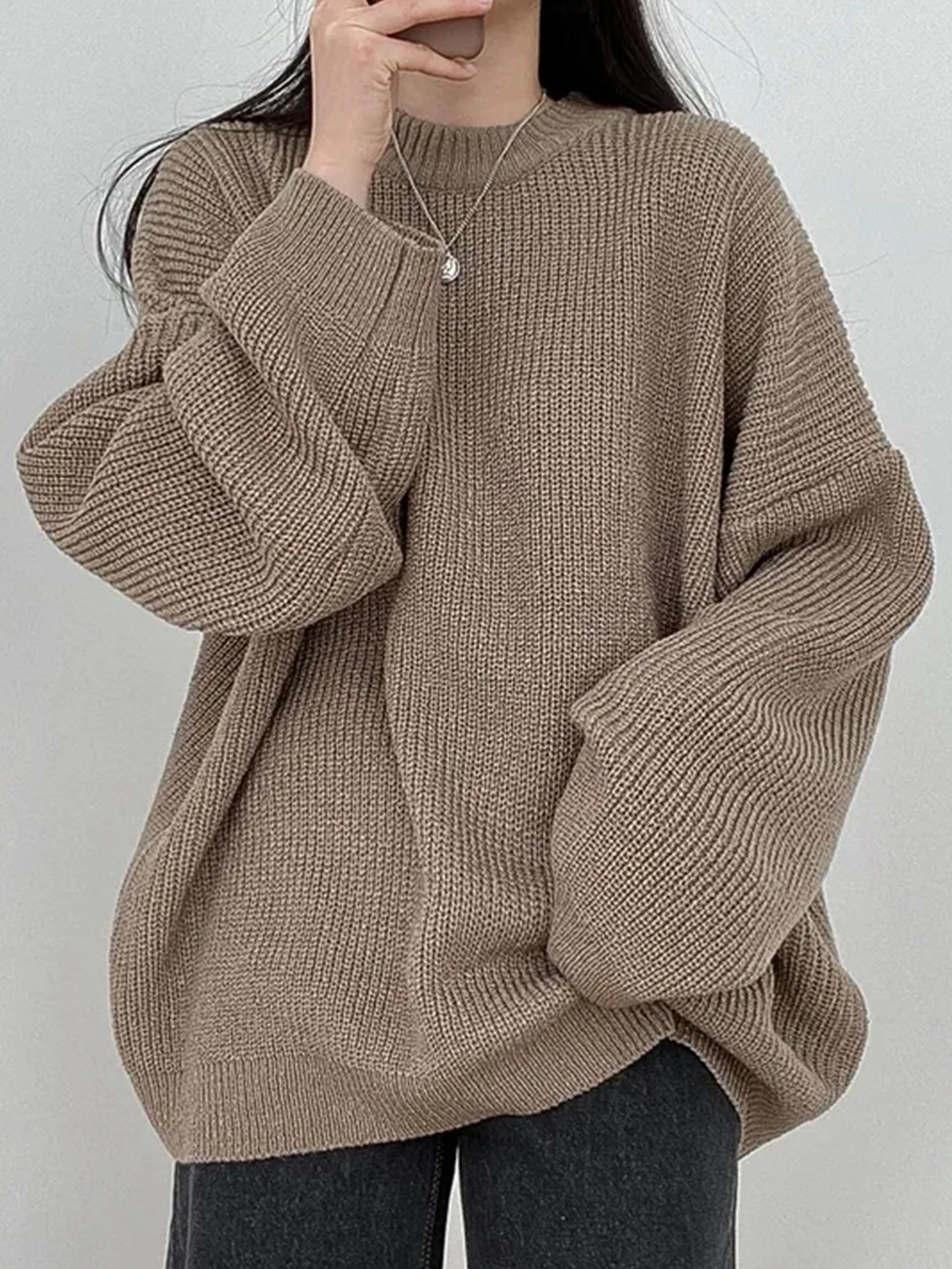 

Korean Sle Loose Thiened Lazy Knitwear Sweater Women's Autumn Winter Large Size Inner Wear Can Be Worn outside Top