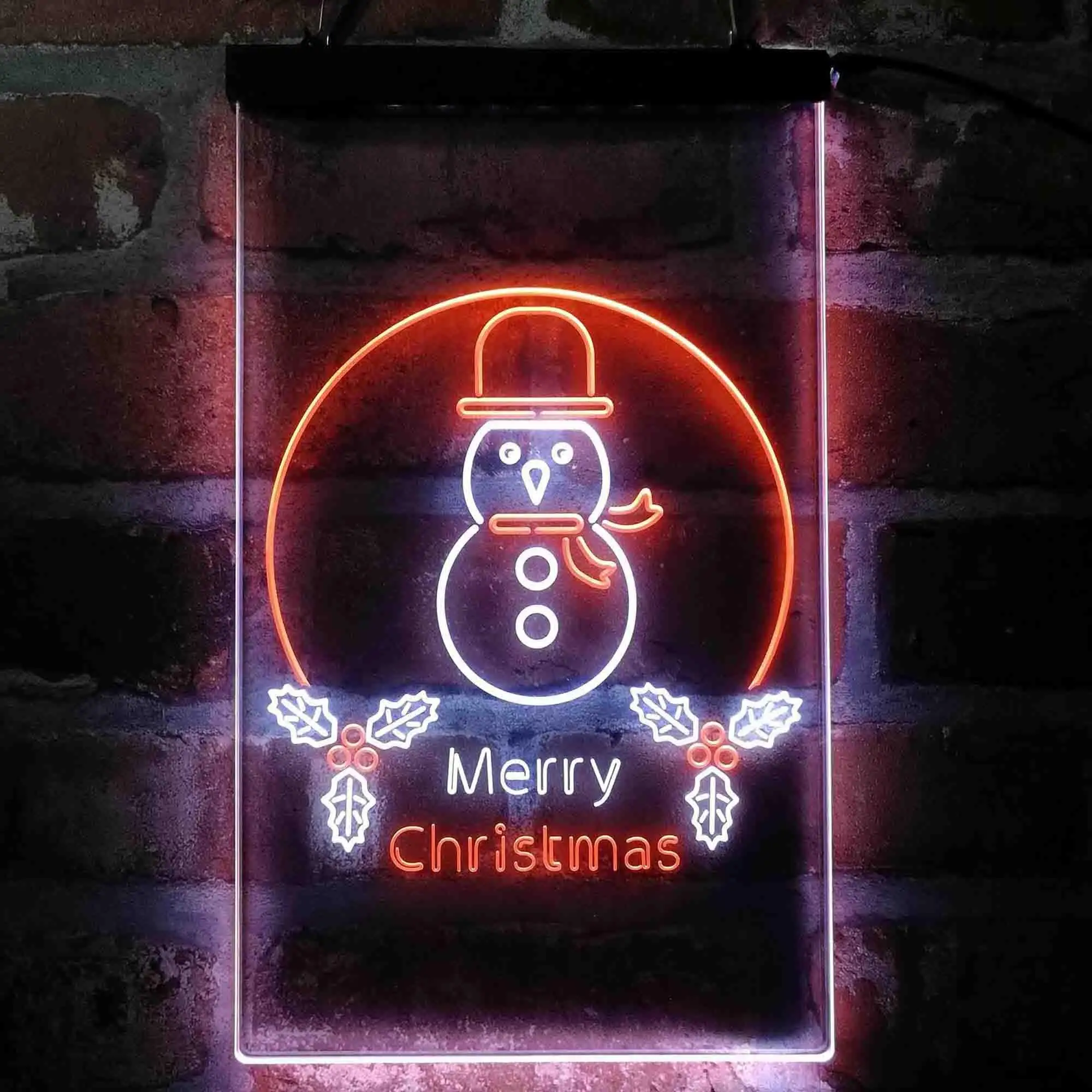 Merry Christmas Snowman Dual Color Led Neon Sign st6-i4121