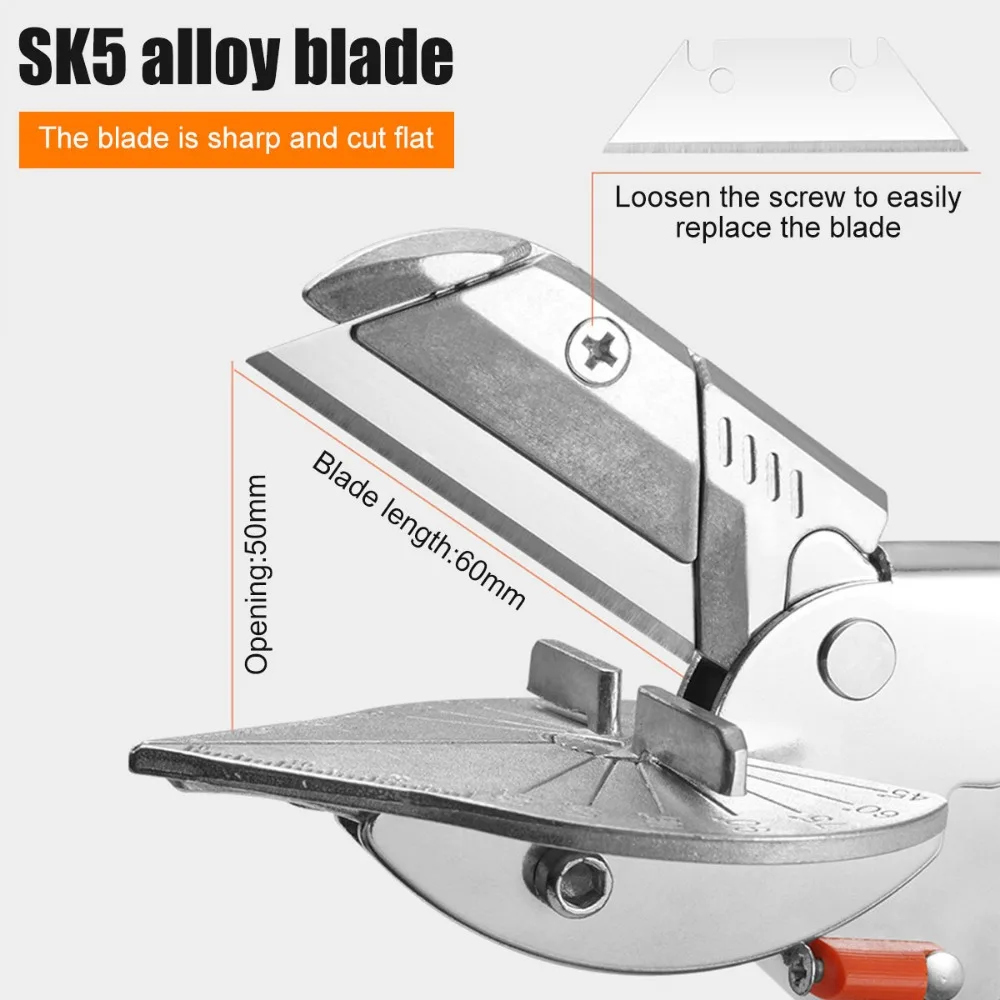 Gehrung schere einstellbar 45-500 ° scharfe Kanalsc heren Holz Kunststoff Mehrwinkel-Gehrung schere mit 2 Klingen zum Schneiden von Holz-PVC – Detail 4