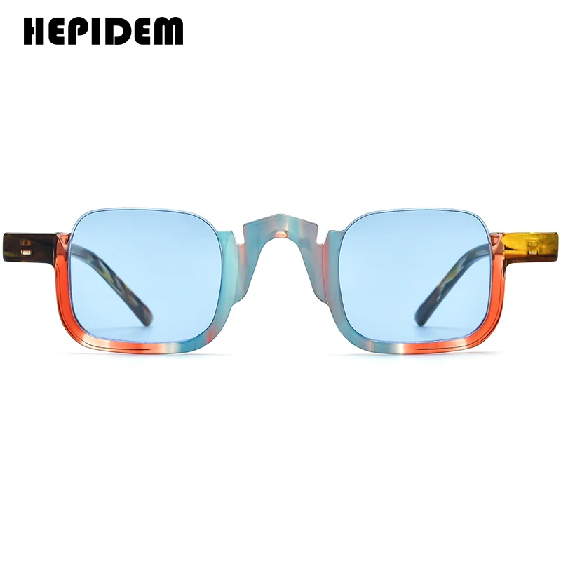 HEPIDEM Acetate Polarized Sunglasses Men Trendy Famous Brand Designer Transparent Retro Vintage Square Sun Glasses gm y2k 9352