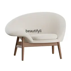 yj Nordic Retro Solid Wood Sofa Chair New Chinese Creative Leisure Chair