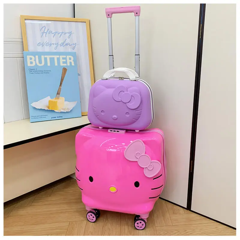 Hellokittys crianças mala moda dos desenhos animados bonito trole caso universal roda senha bloqueio grande capacidade versátil mala