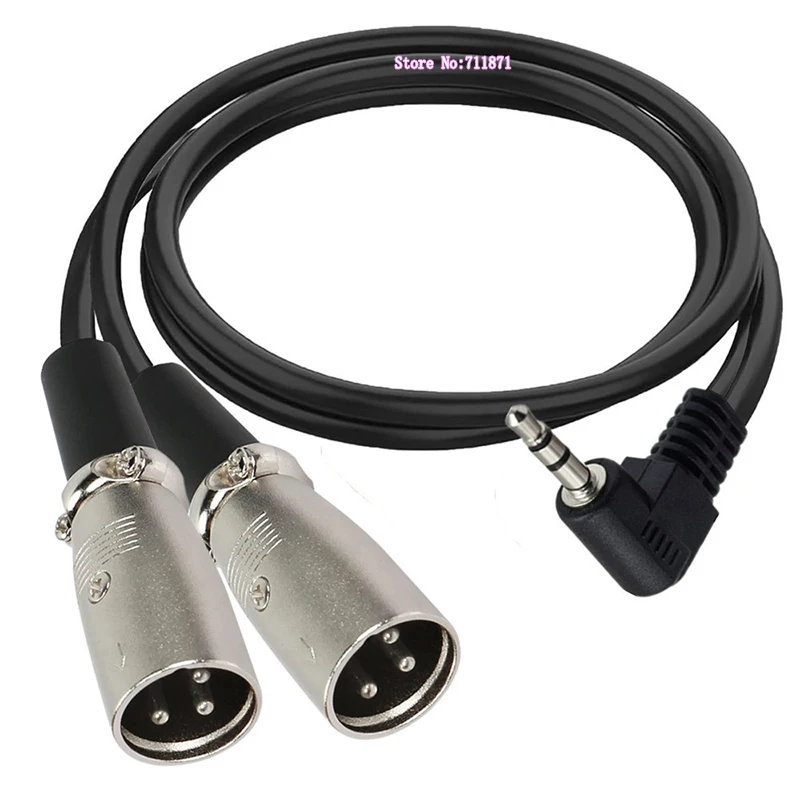 90도 직각 벤드 스테레오 TRS 3.5mm 남성 - 더블 XLR 남성 어댑터 케이블 라인 TRS 3.5mm XLR 캐논 어댑터 라인 커넥터