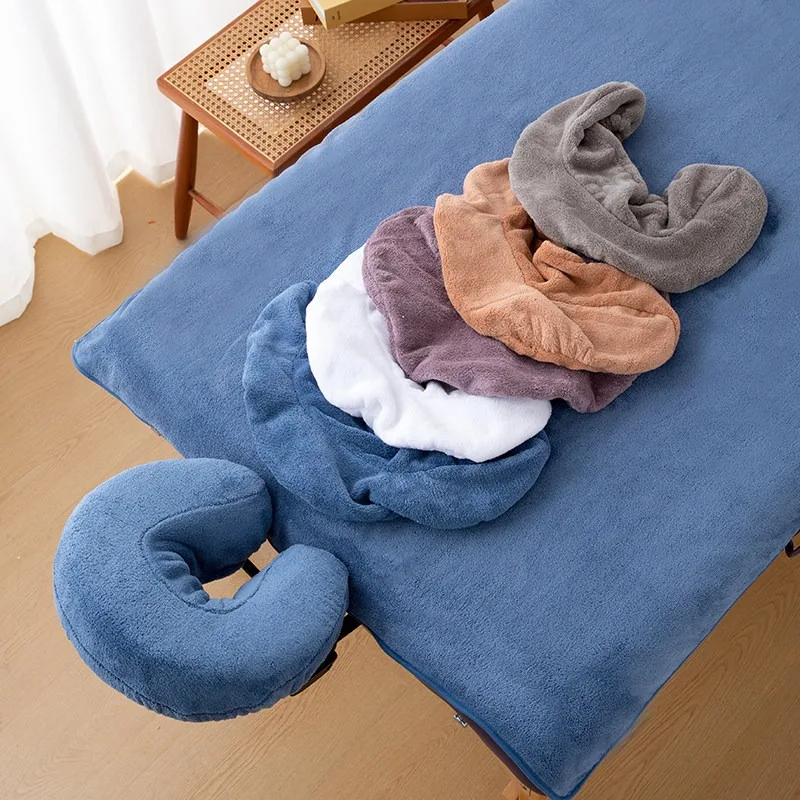 Coral Fleece Beauty Salon Bed Sheets And U-shape Pillow Covers For Massage SPA Salon Wellness Center Beauty Studio