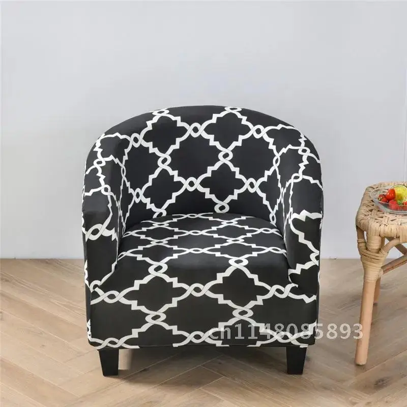 Arc-shaped Stretch Sofa Cover Round Single-seater Chair Cover Non-slip 1-seat Chair Covers for Hotel Internet Cafe Club Bar