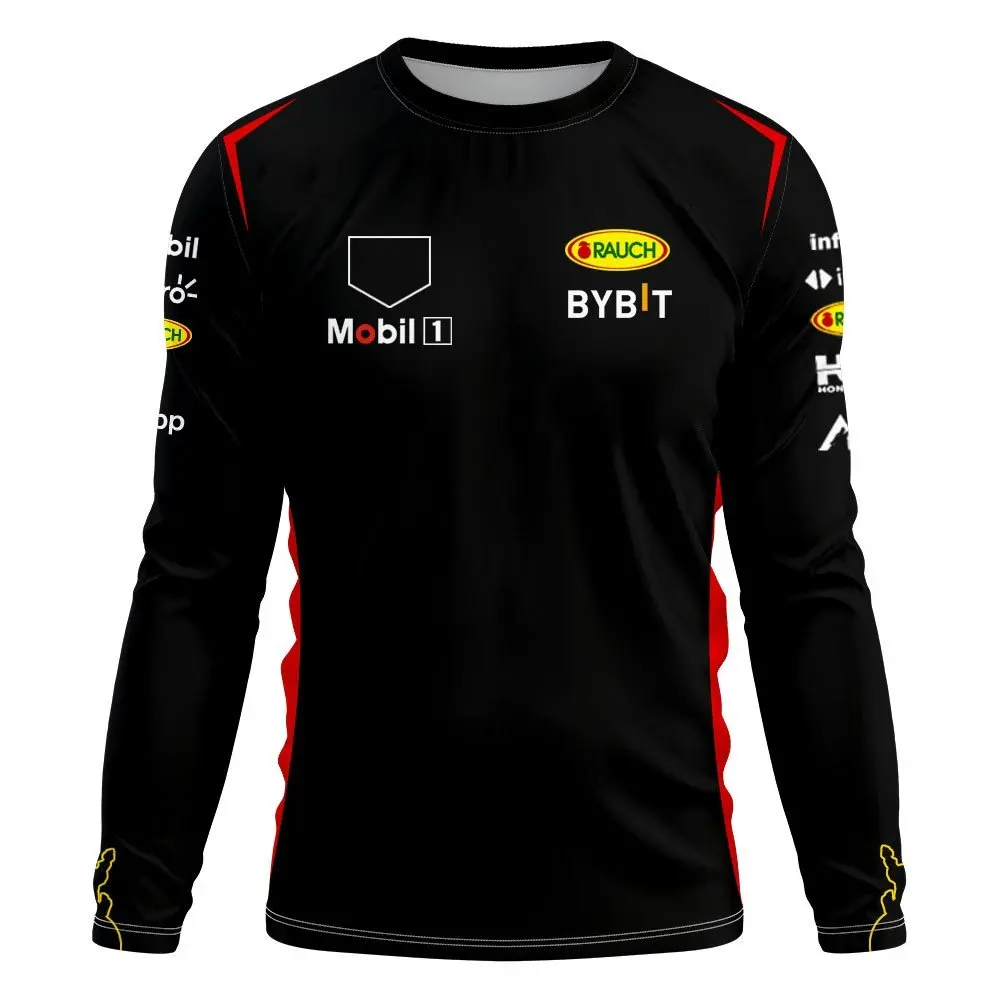 Formula1 Team Racing Long Sleeve T-shirt Spring Autumn Oversized Men T Shirts 2024 Red Racing Team Checo 11 Driver Clothing Tees