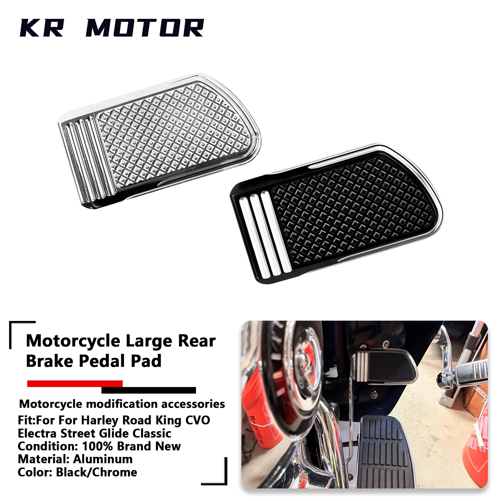 

Large Rear Brake Pedal Pad Fit For Harley Touring Electra/Street Glide/Road King/CVO Trike Softail Fat Boy Slim Deluxe 1980-2023