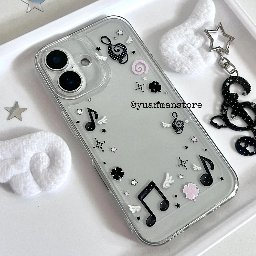 Étui de téléphone mignon avec motif de note de musique INS pour Xiaomi Redmi Note 15C 14 13 12 12S 12C 11 10 10C 13C 10s A1 A2 A3 Pro Plus 4G 5G