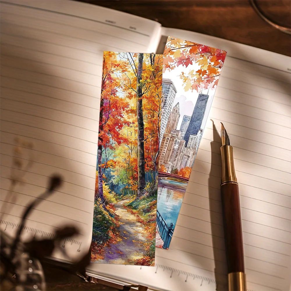 30pcs Autumn Bookmarks for Student Reading - Paper Cards with Thanksgiving Decorations and Message Cards for Journaling