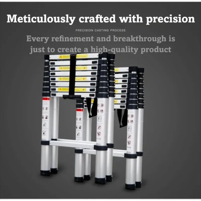 Heavy Duty Seamless Telescopic Ladder Space Saving Herringbone Design for Loft Home and Engineering Use