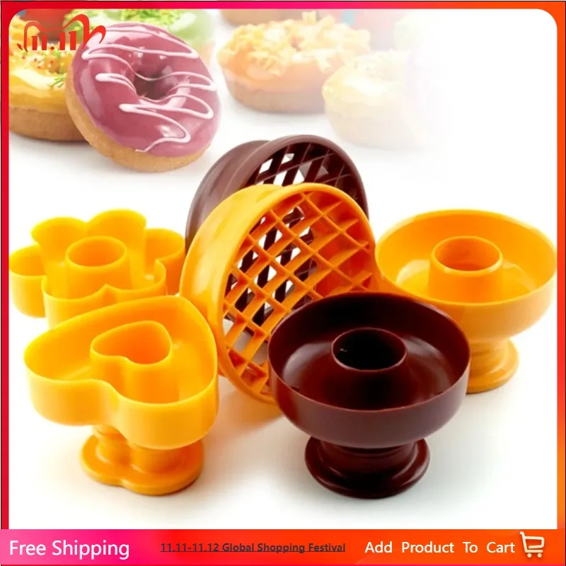 

5PCS Sweet Three Energy Biscuits Round Mold Cake Making Press Tool Pineapple Bun Bread Printing Baking