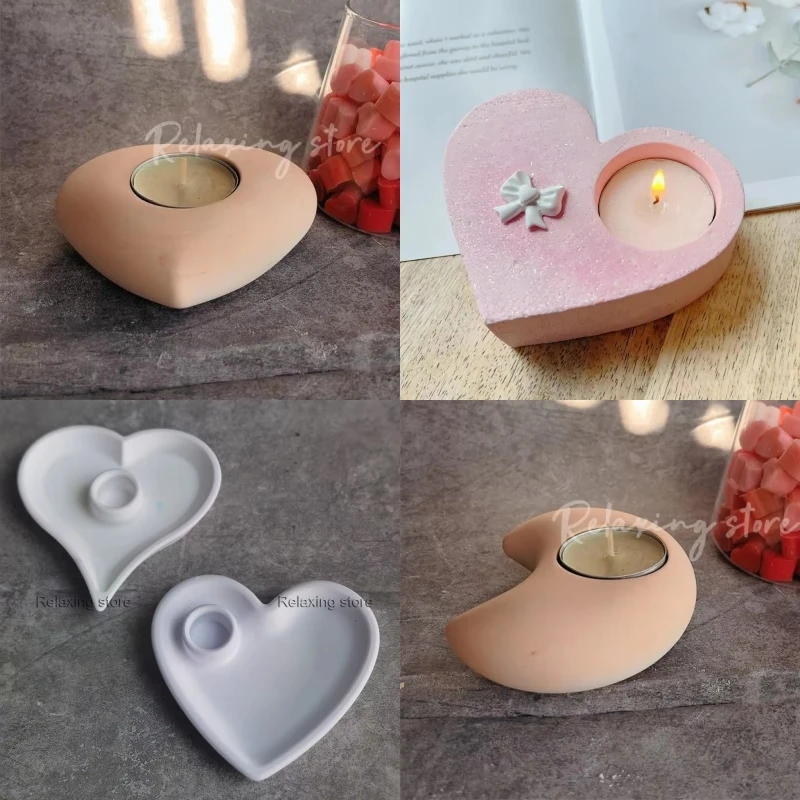 ハート型のキャンドルホルダー,シリコンモールド,日曜大工の月の燭台,家の装飾,香りのキャンドルベース,コンテナ