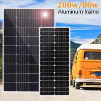 rigid solar panel with aluminum frame 12v 400w 200w 80w tempered glass monocrystalline for camper hom car boat RV EU RU DHL ship