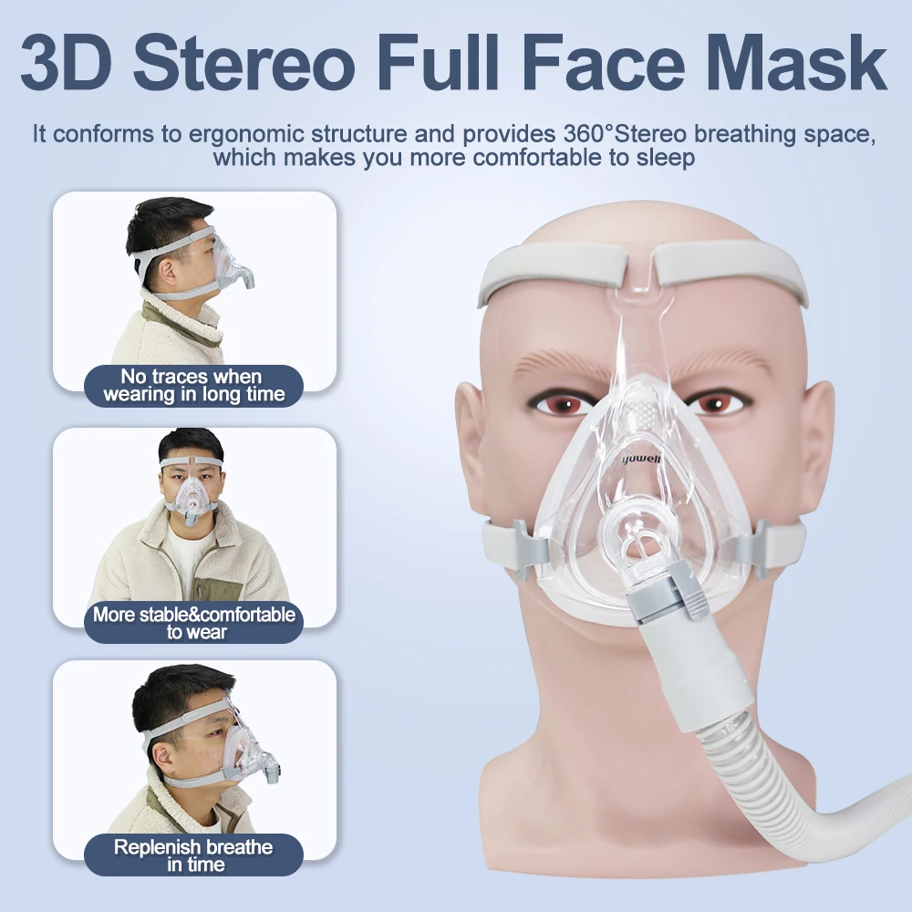 Yuwell YF-01 CPAP-Masken CPAP-Vollmaske Schlafapnoe Mund und Vollmaske mit Kopfbedeckung für CPAP-Bipap-Maschinen für Schlafapnoe – Detail 2