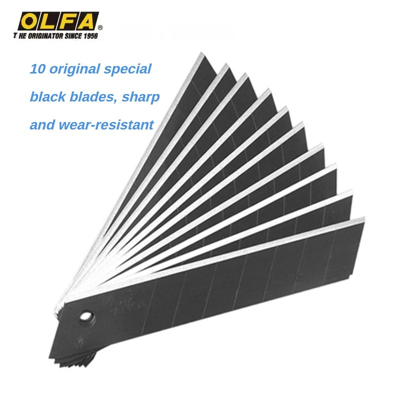 Pack of 10 pieces, original Japanese OLFA LBB-10 18mm large utility blade, heavy-duty super sharp black replacement blade, high-quality SK2 alloy